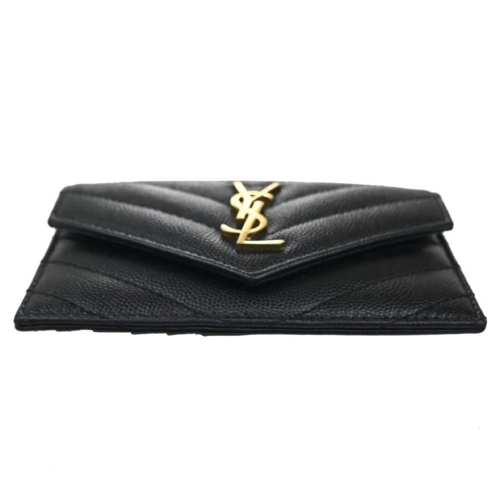 SAINT LAURENT YSL Logo Frap Card Coin Case Quilted Leather Black 612808 87KB982 - Picture 6 of 12
